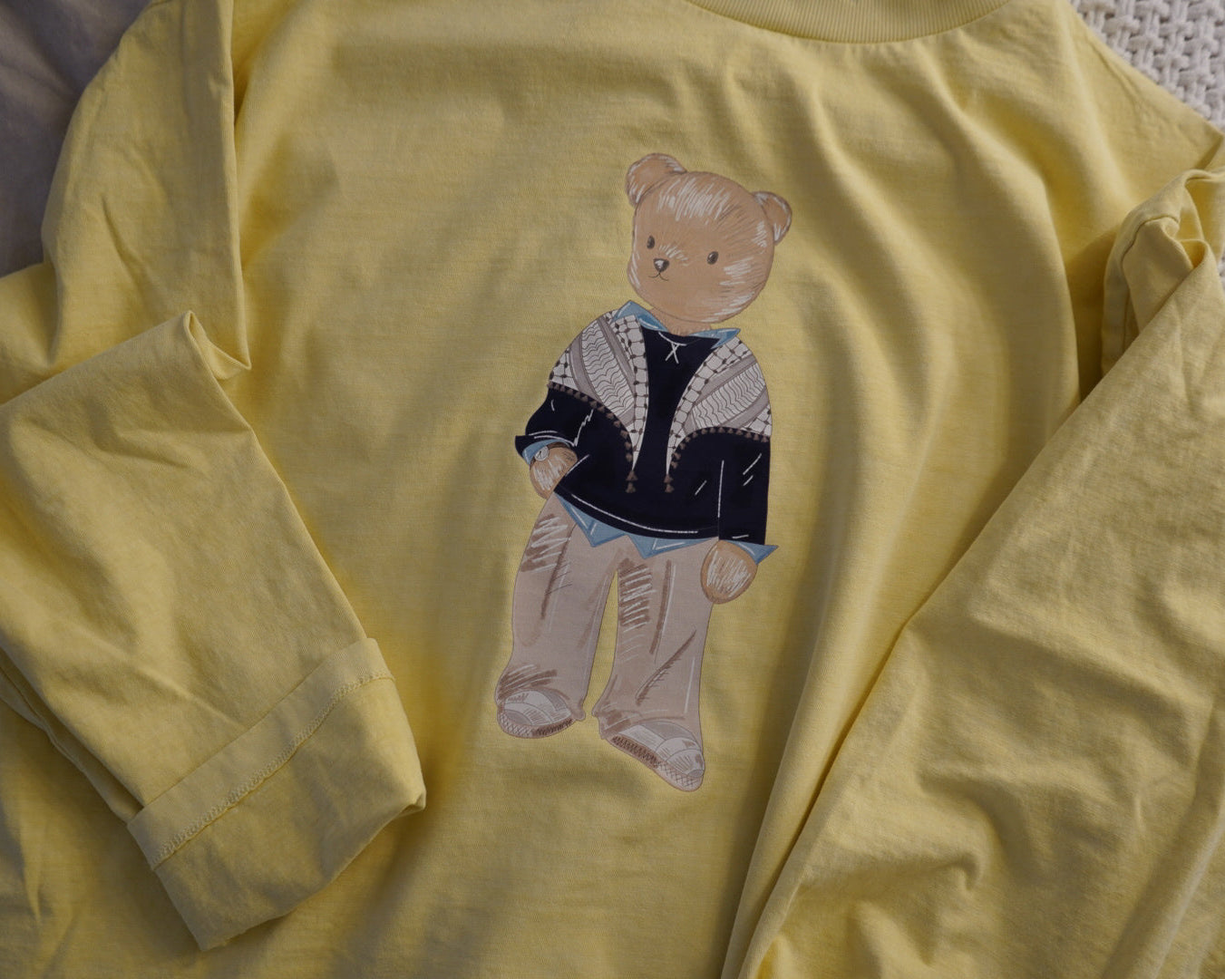 Butter Yellow Kuffiyeh Long Sleeve Tee