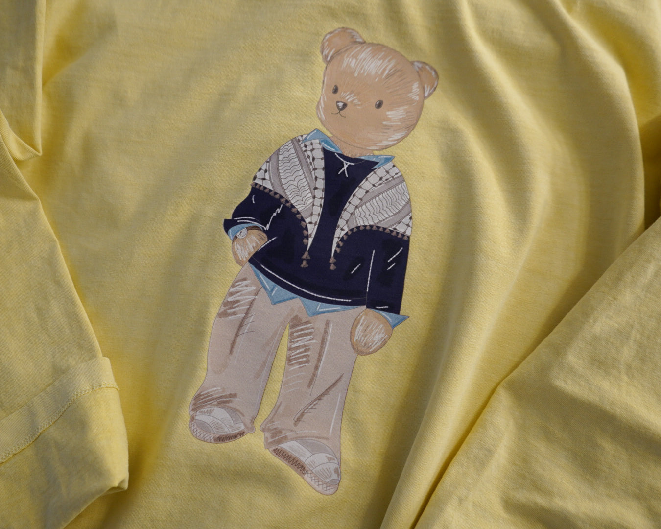 Butter Yellow Kuffiyeh Long Sleeve Tee