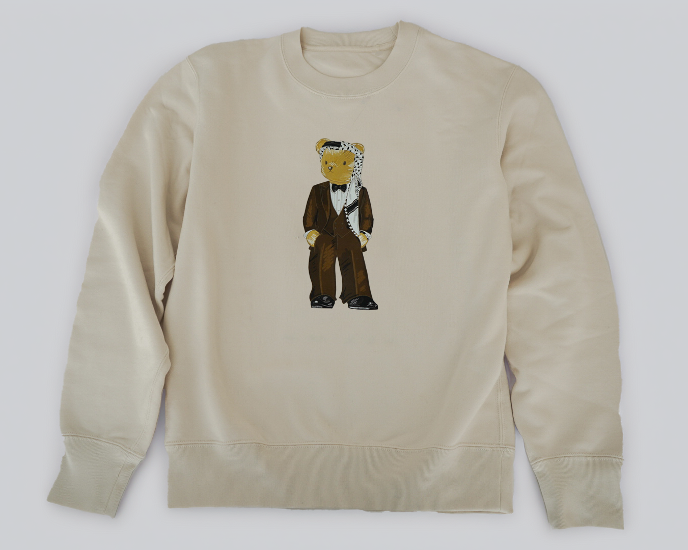 Cream Tuxedo Kuffiyeh Crewneck