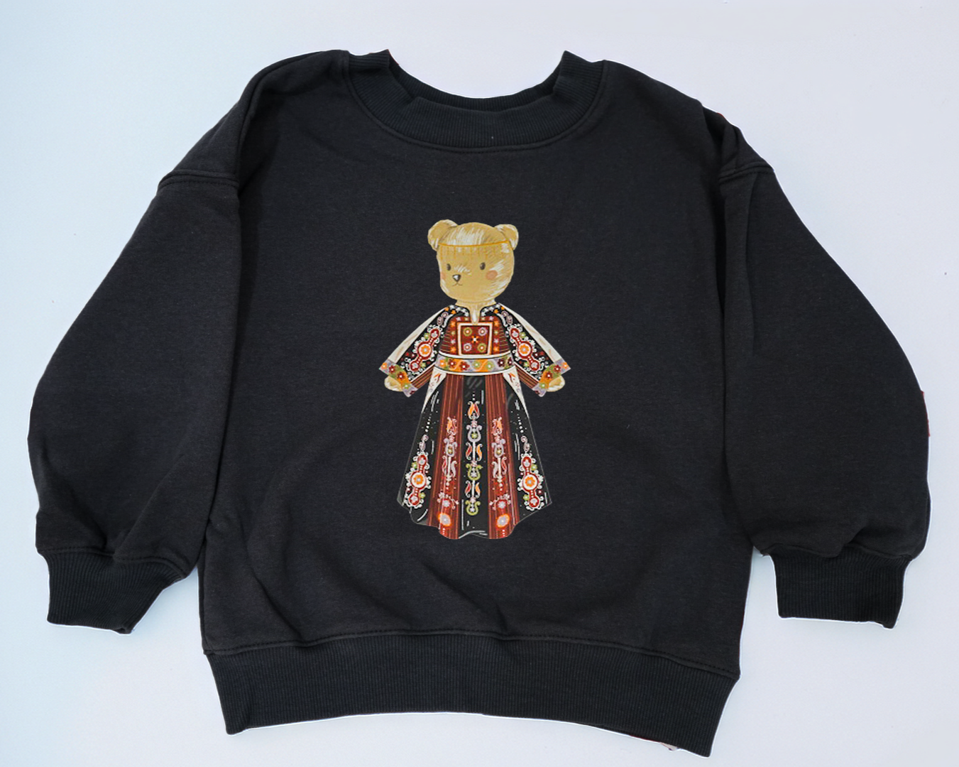 Kids Black Palestinian Thobe Crewneck