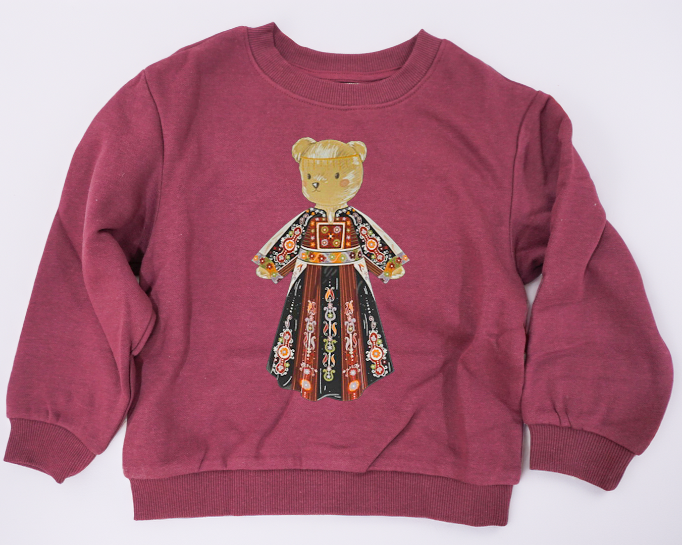 Kids Burgundy Palestinian Thobe Crewneck