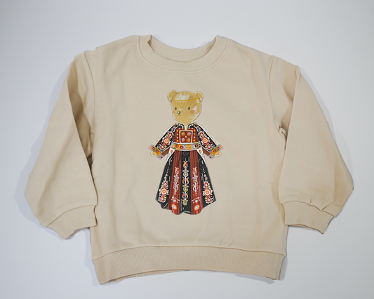 Kids Cream Palestinian Thobe Crewneck